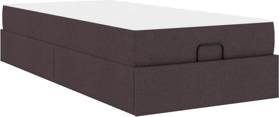 VidaXL Bedframe met matras Donkerbruin 90 x 190 cm Stof - Foto 3
