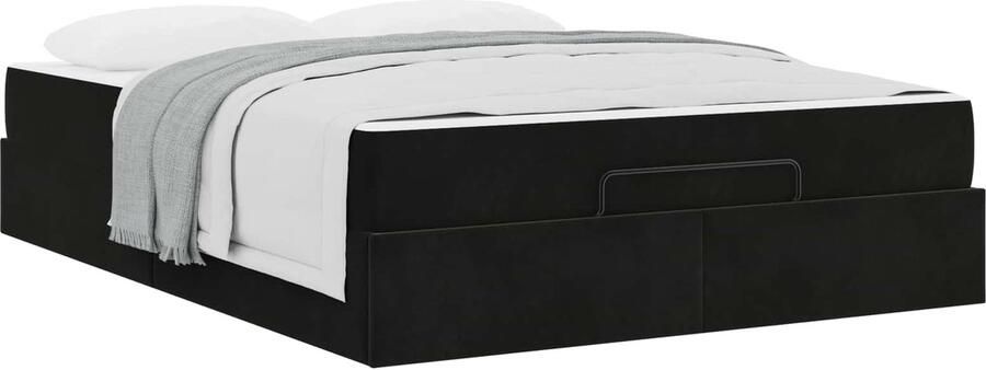 VidaXL Bedframe met matras met matras 2 pcs Zwart Fluweel - Foto 2