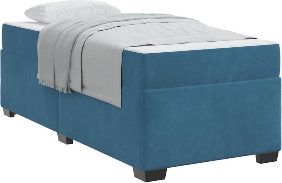 VidaXL Bedframe met matras met matras Blauw 80 x 200 cm Fluweel