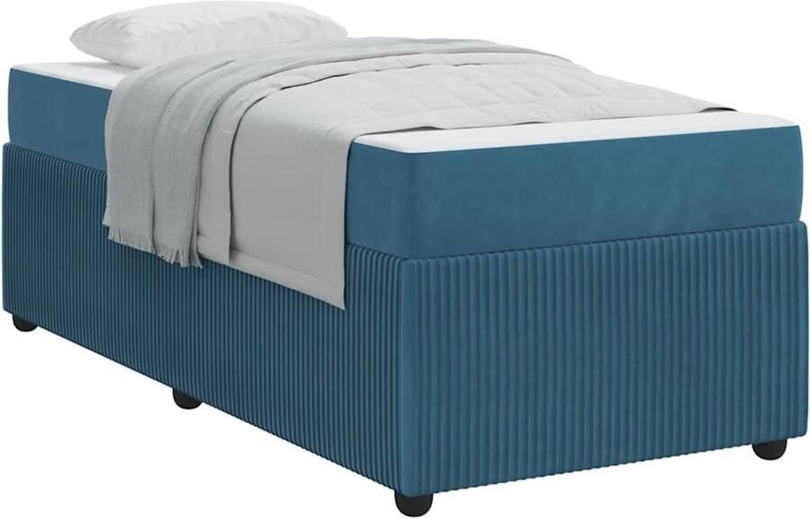 VidaXL Bedframe met matras met matras Blauw 80 x 200 cm Fluweel
