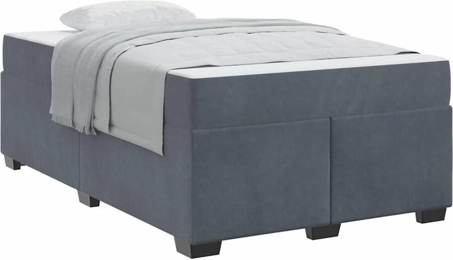 VidaXL Bedframe met matras met matras Donkergrijs 120 x 190 cm Fluweel