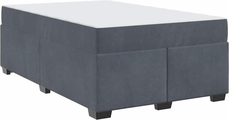 VidaXL Bedframe met matras met matras Donkergrijs 120 x 200 cm Fluweel - Foto 2