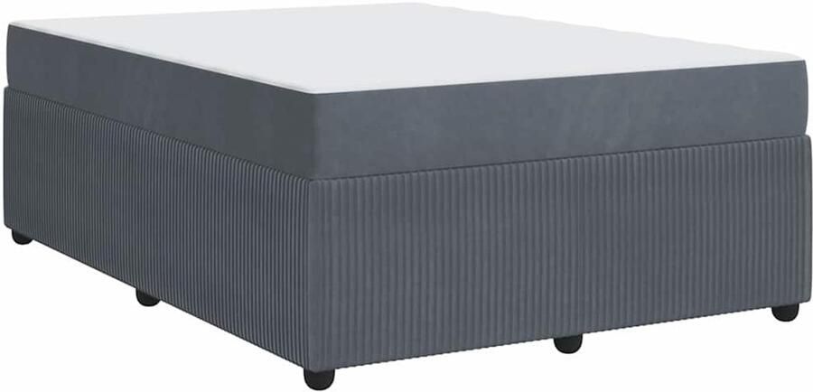 VidaXL Bedframe met matras met matras Donkergrijs 160 x 200 cm Fluweel