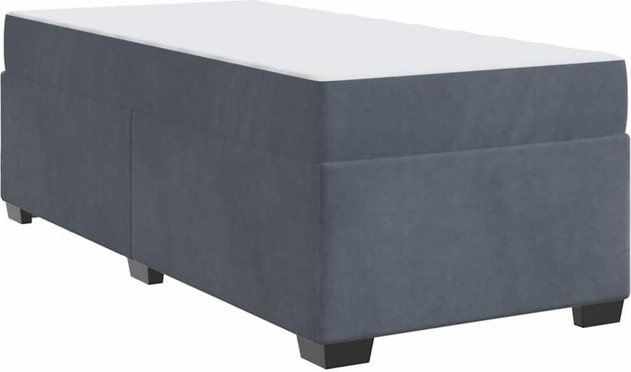 VidaXL Bedframe met matras met matras Donkergrijs 100 x 200 cm Fluweel