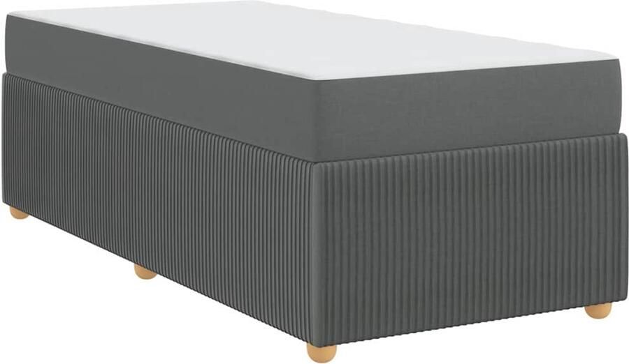 VidaXL Bedframe met matras met matras Donkergrijs 100 x 200 cm Stof - Foto 2