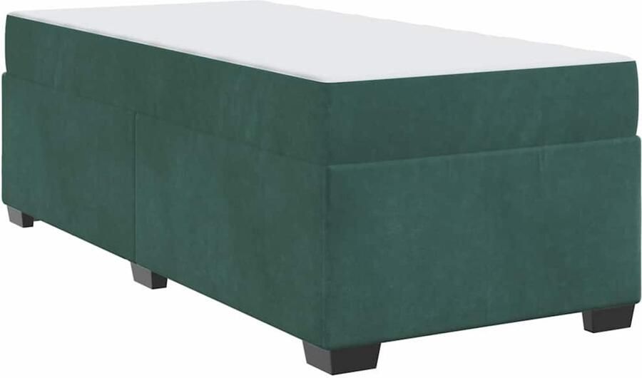 VidaXL Bedframe met matras met matras Donkergroen 100 x 200 cm Fluweel