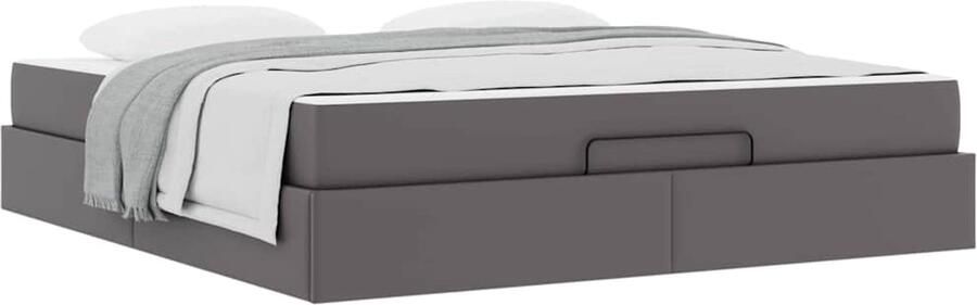 VidaXL Bedframe met matras met matras Grijs 180 x 200 cm Kunstleer - Foto 3
