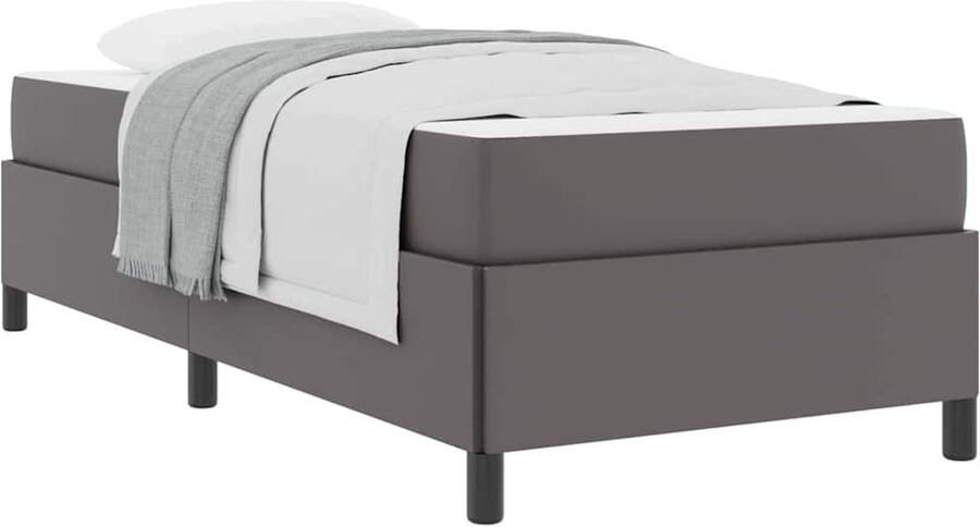 VidaXL Bedframe met matras met matras Grijs 90 x 190 cm Kunstleer