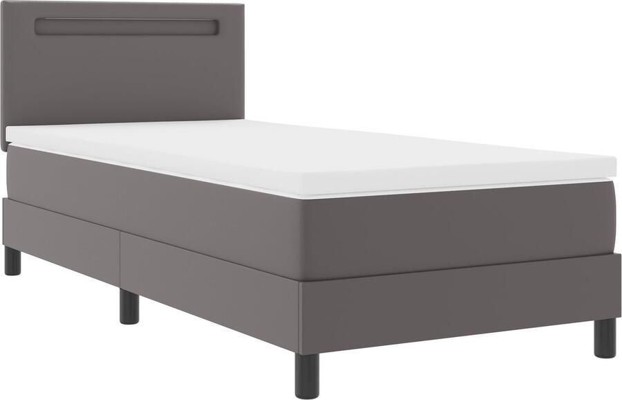 VidaXL Boxspring bed met LED -striplichten Grijs en wit 90 x 190 cm