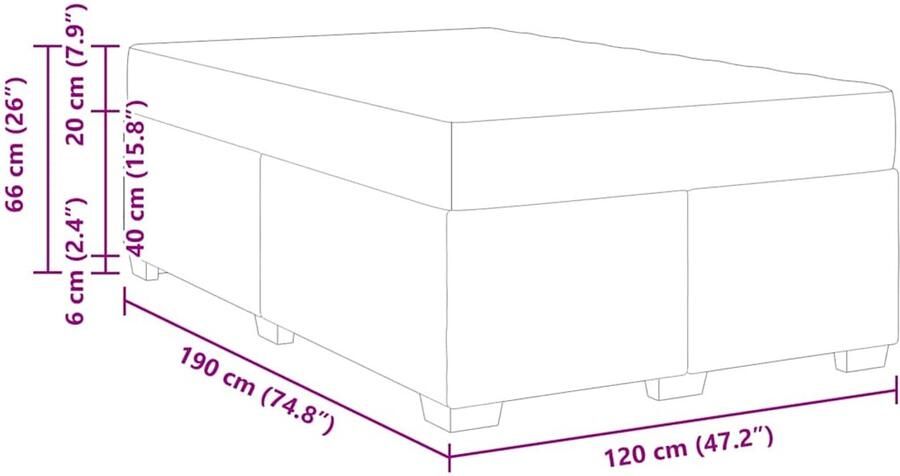 VidaXL Bedframe met matras met matras Donkergrijs 120 x 190 cm Fluweel - Foto 2