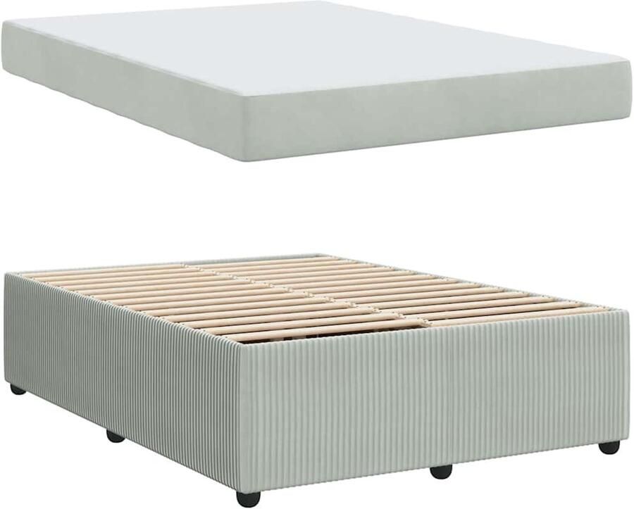 VidaXL Bedframe met matras met matras Lichtgrijs 160 x 200 cm Fluweel