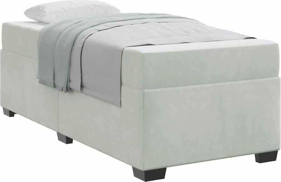 VidaXL Bedframe met matras met matras Lichtgrijs 80 x 200 cm Fluweel