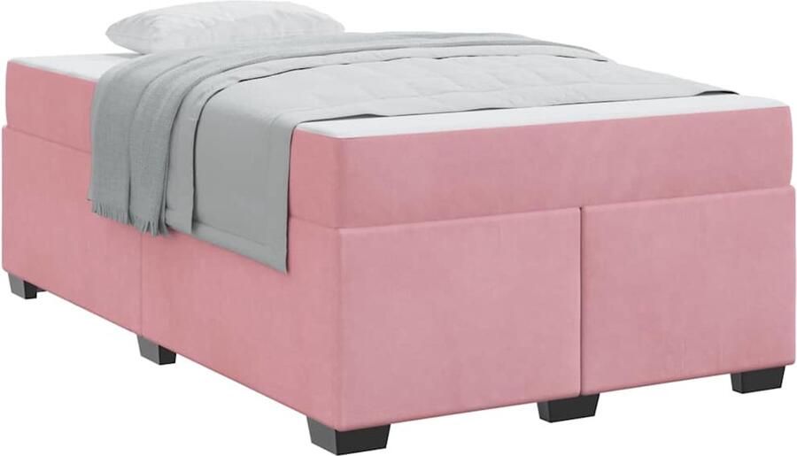VidaXL Bedframe met matras met matras Roze 120 x 200 cm Fluweel