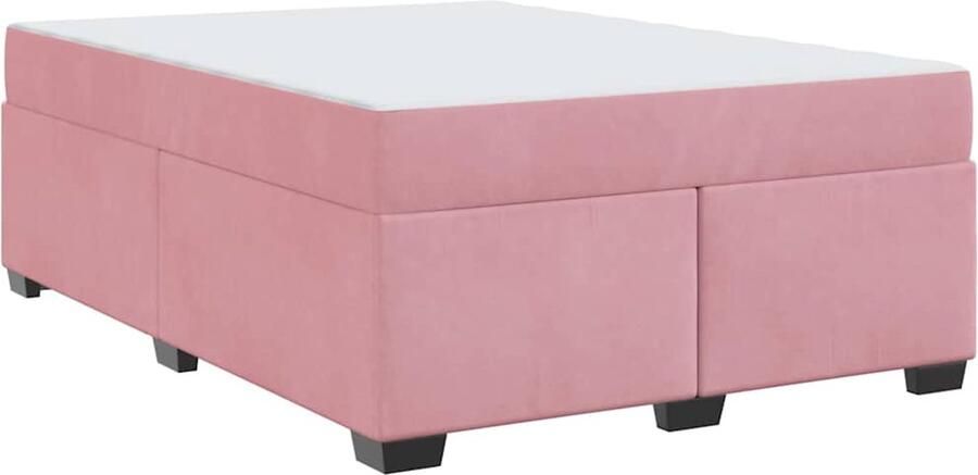 VidaXL Bedframe met matras met matras Roze 140 x 200 cm Fluweel