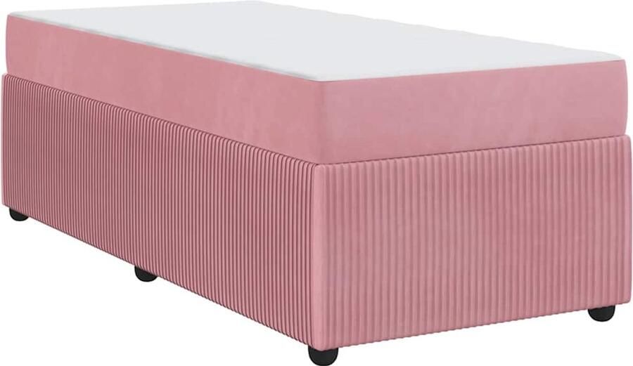 VidaXL Bedframe met matras met matras Roze 100 x 200 cm Fluweel