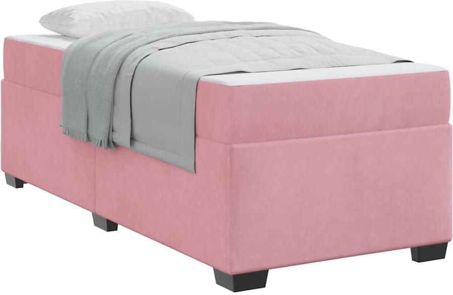 VidaXL Bedframe met matras Roze 100 x 200 cm Fluweel