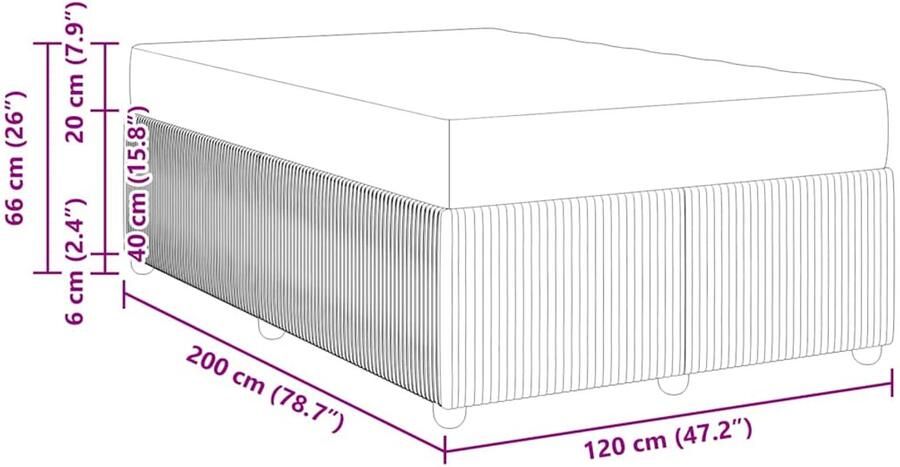 VidaXL Bedframe met matras met matras Blauw 120 x 200 cm Stof - Foto 2