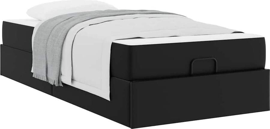 VidaXL Bedframe met matras met matras Zwart 100 x 200 cm Kunstleer
