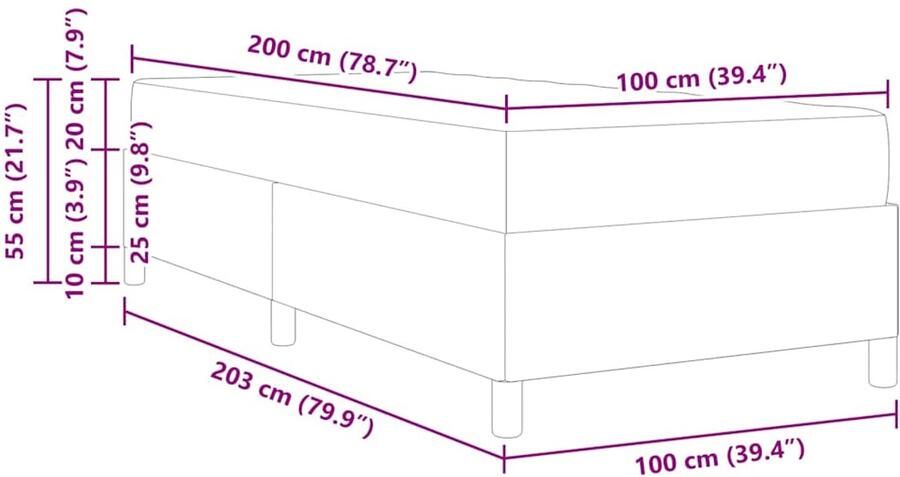 VidaXL Boxspring bed met matras Donkergrijs 100 x 200 cm Stof
