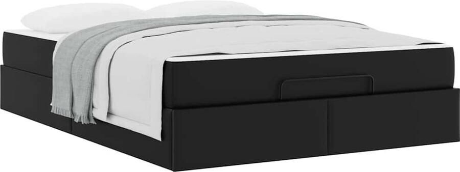 VidaXL Bedframe met matras met matras Zwart 140 x 190 cm Kunstleer