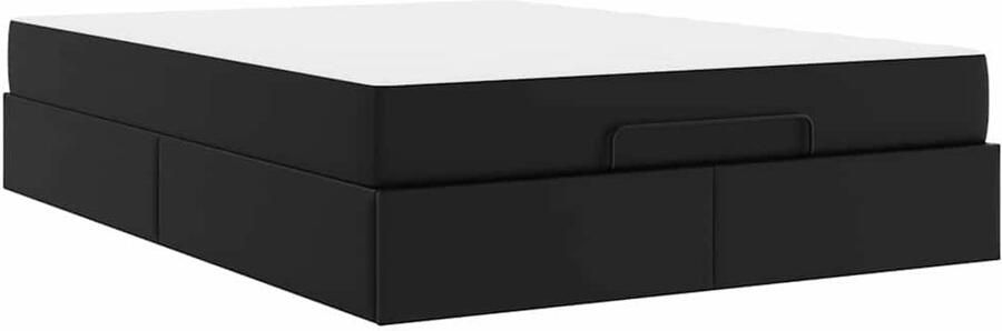 VidaXL Bedframe met matras met matras Zwart 140 x 190 cm Kunstleer - Foto 2