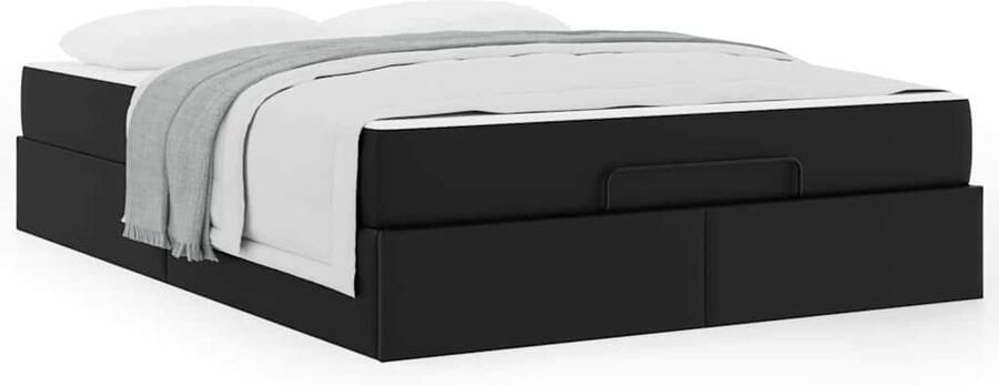 VidaXL Bedframe met matras met matras Zwart 140 x 200 cm Kunstleer