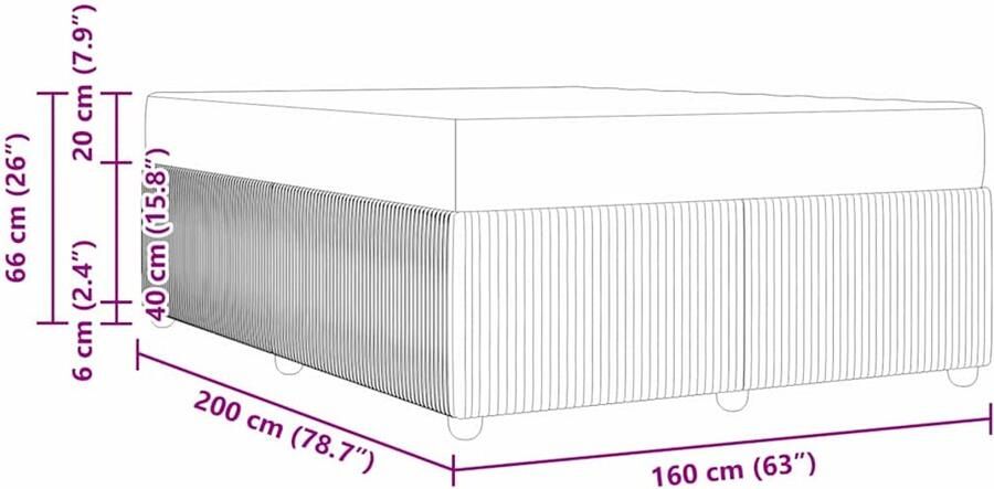 VidaXL Bedframe met matras met matras Zwart 160 x 200 cm Stof