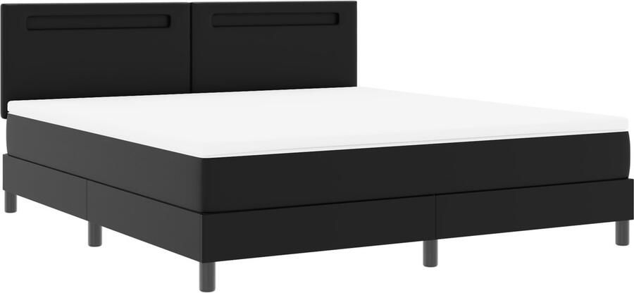 VidaXL Bedframe met matras met matras Zwart 180 x 200 cm Kunstleer - Foto 2