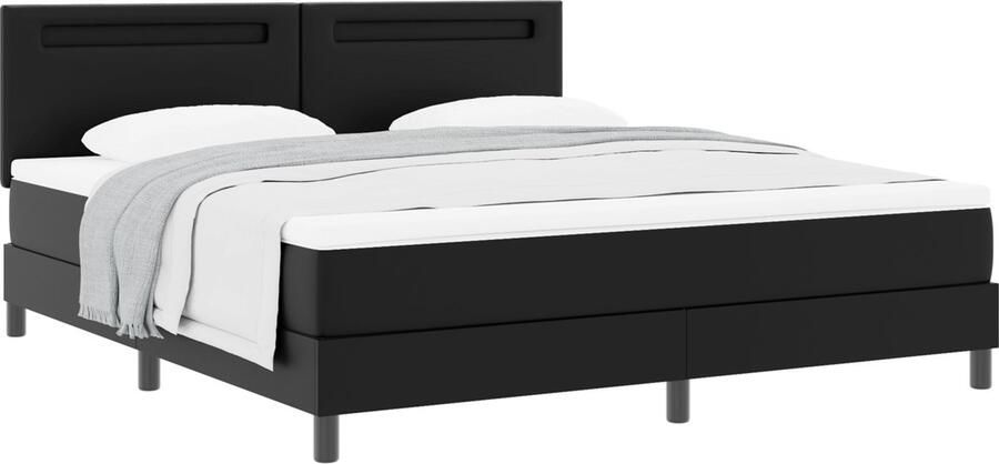 VidaXL Bedframe met matras met matras Zwart 180 x 200 cm Kunstleer
