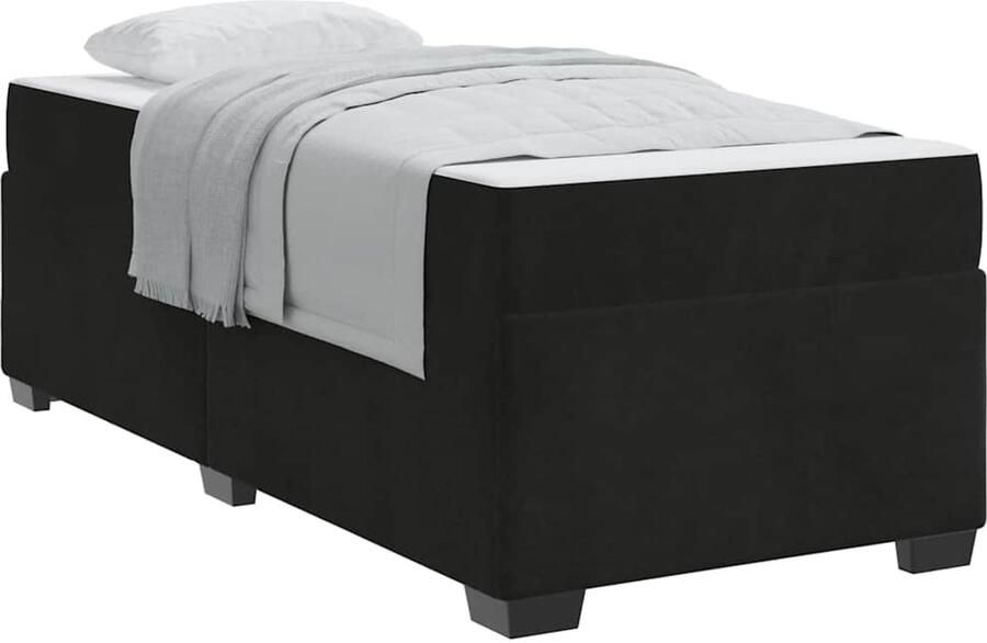 VidaXL Bedframe met matras met matras Zwart 90 x 200 cm Fluweel