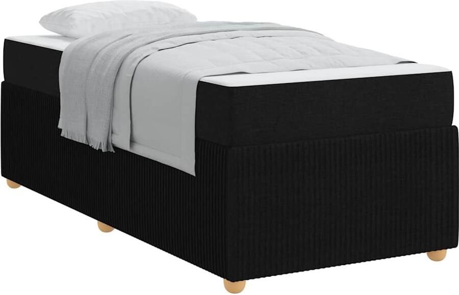 VidaXL Bedframe met matras met matras Zwart 90 x 200 cm Stof