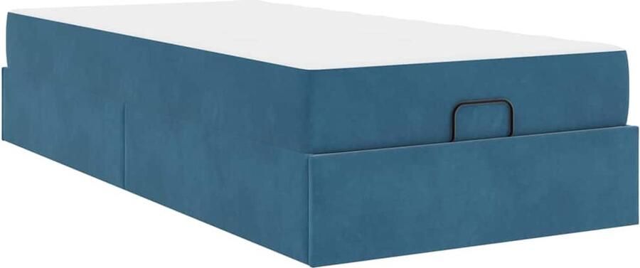 VidaXL Bedframe met matras met opslag Blauw 90 x 190 cm Fluweel