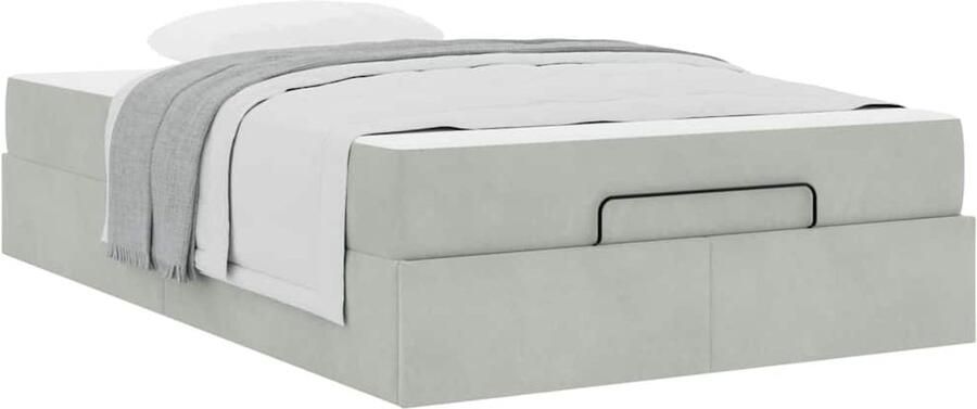 VidaXL Bedframe met matras met opslag Lichtgrijs 140 x 190 cm Fluweel