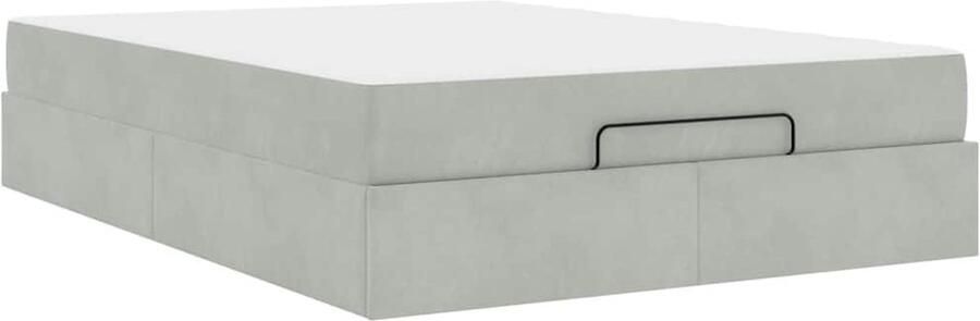VidaXL Bedframe met matras met opslag Lichtgrijs 140 x 200 cm Fluweel
