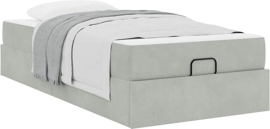 VidaXL Bedframe met matras met opslag Lichtgrijs 80 x 200 cm Fluweel - Foto 2