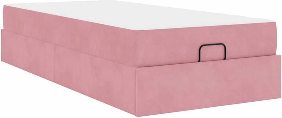 VidaXL Bedframe met matras met opslag Roze 90 x 200 cm Fluweel