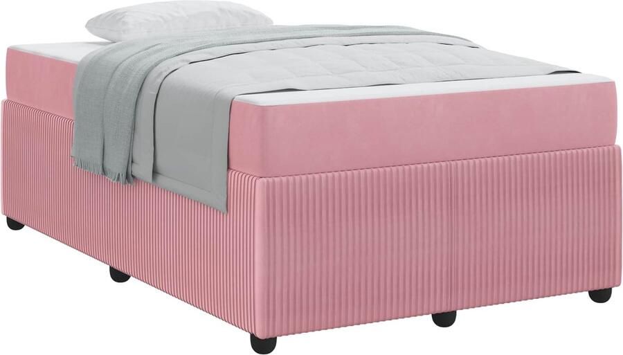 VidaXL Bedframe met matras met matras Roze 120 x 200 cm Fluweel - Foto 2