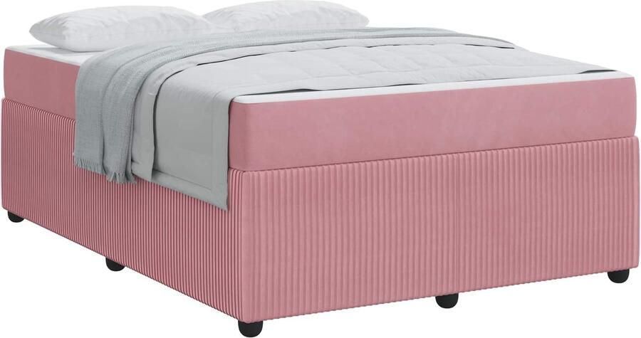 VidaXL Bedframe met matras met matras Roze 160 x 200 cm Fluweel - Foto 2