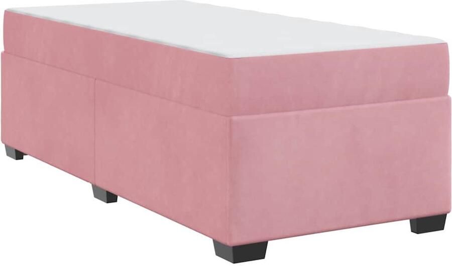 VidaXL Bedframe met matras met matras Roze 80 x 200 cm Fluweel - Foto 2