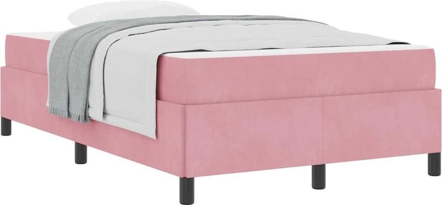 VidaXL Bedframe met matras Roze en wit 120 x 200 cm Fluweel