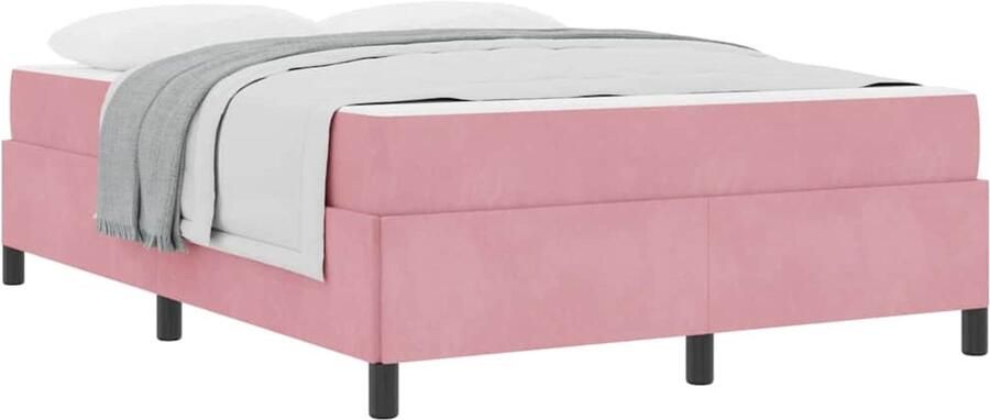 VidaXL Bedframe met matras Roze en wit 140 x 200 cm Fluweel