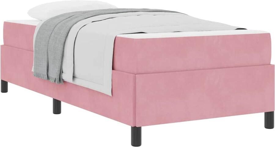 VidaXL Bedframe met matras Roze en wit 80 x 200 cm Fluweel