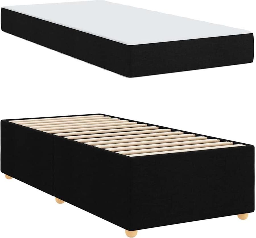 VidaXL Bedframe met matras met matras Zwart 100 x 200 cm Stof