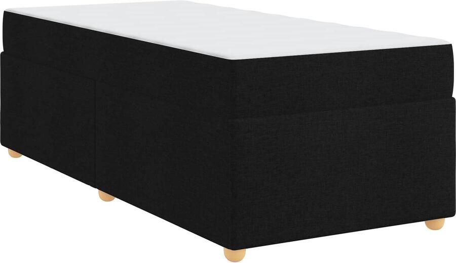 VidaXL Bedframe met matras met matras Zwart 100 x 200 cm Stof - Foto 2