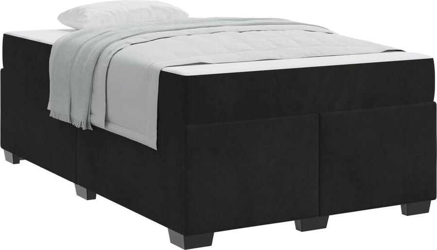 VidaXL Bedframe met matras met matras Zwart 120 x 190 cm Fluweel - Foto 2