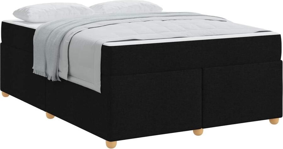 VidaXL Bedframe met matras met matras Zwart 140 x 200 cm Stof - Foto 2