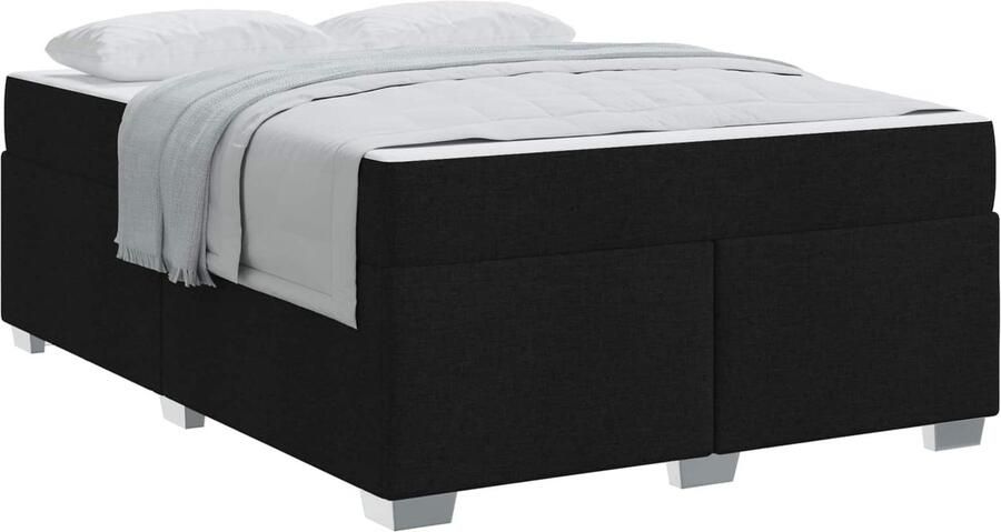 VidaXL Bedframe met matras Zwart 140 x 200 cm Stof - Foto 2