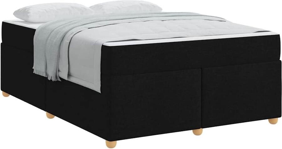 VidaXL Bedframe met matras met matras Zwart 160 x 200 cm Stof