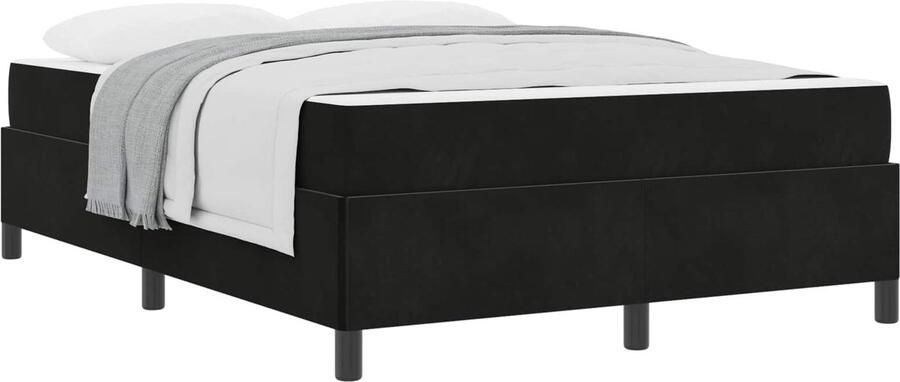 VidaXL Bedframe met matras Zwart en Wit en Zwart 160 x 200 cm Fluweel - Foto 2