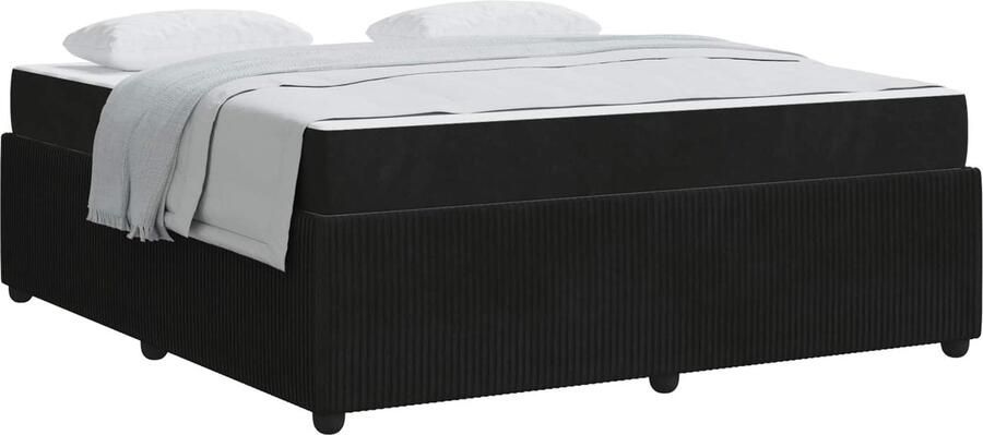 VidaXL Bedframe met matras met matras Zwart 180 x 200 cm Fluweel - Foto 2